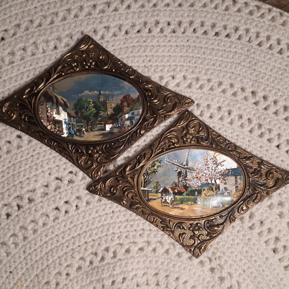 ELPEC  FRAMED FOIL ART SET (SET OF 2) VINTAGE